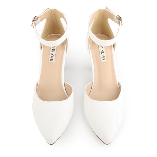 Image of JOY IN LOVE Closed Toe Heels Pumps for Women 3IN Stiletto Pointed Toe Ankle Strap Heels