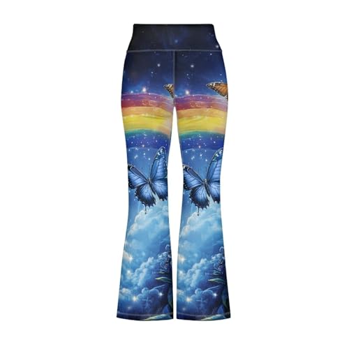 Image of Girls Leggings Floral Print High-Waisted Flared Pants 5-14 Years