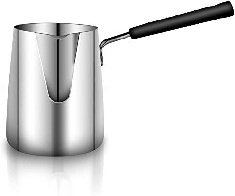 Turkish Coffee Pot, Stainless Steel Milk and Coffee Warmer, Ibrik Cezve Arabic Briki Coffee Pot, Chocolate and Butter Melting Pot with Heat Resistant Handle, 20 OZ, 600 ML