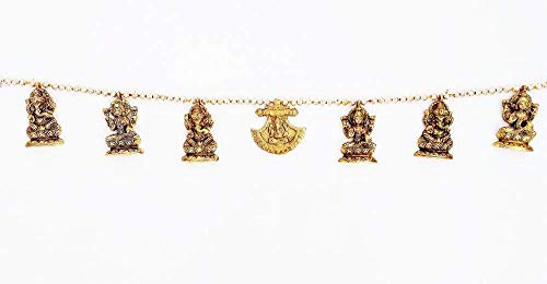 URBAN HAAT Metal Decorative Ethnic Bandarwal Toran Door Hangings - Laxmi Ganesh 1