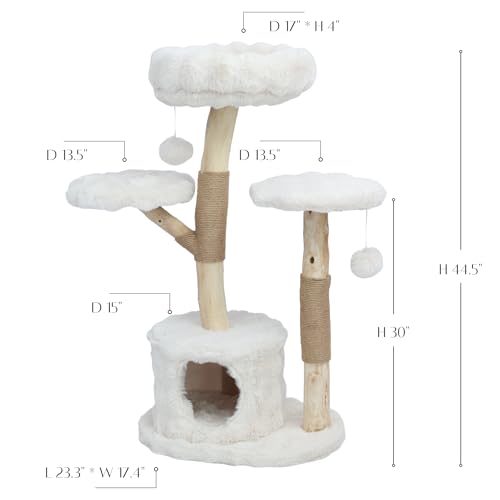 Árbol para Gatos Grande de Madera Real y Sisal Blanco miniatura 5