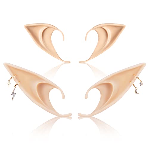 FRESHME Fairy Elf Ears with Non Pierced Earrings Set - Soft 
