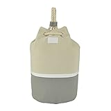 DALIX Large Rope Drawstring Backpack Carry Bag in Light Grey White and Natural