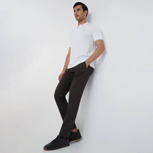 Image of Raymond Contemporary Fit Pure Cotton Solid Pattern Polo Neck Casual T-Shirt