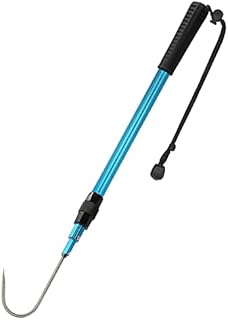 SANLIKE Telescopic Fish Gaff with Stainless Sea Fishing Spear Hook Tackle, Soft Rubber Handle Aluminium Alloy Pole for Saltwater Offshore Ice Tool