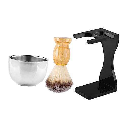 FRCOLOR 1 Juego Set De Brocha De Afeitar Reutilizable Taza De Afeitar Cepillo Para Barba Tazón De Afeitar De Baño De Marido Suministro De Acero Inoxidable