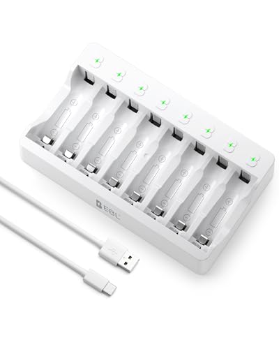 EBL 8 Slots Chargeur de Piles Rechargeable pour Ni-MH Ni-CD AA AAA Charge Rapide avec Port USB