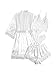 WDIRARA Women' Silk Satin Pajamas Set 4pcs Lingerie Floral Lace Cami Sleepwear with Robe Snow White M