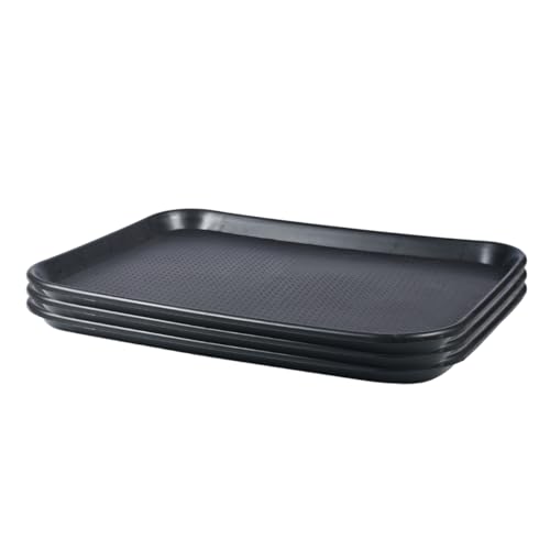 Image of FP Plastic Serving Tray Pack of 3, Black, Made of Durable Plastic, Multiuse for Kitchen, Restaurants, Cafeteria, Hotel Food Tray