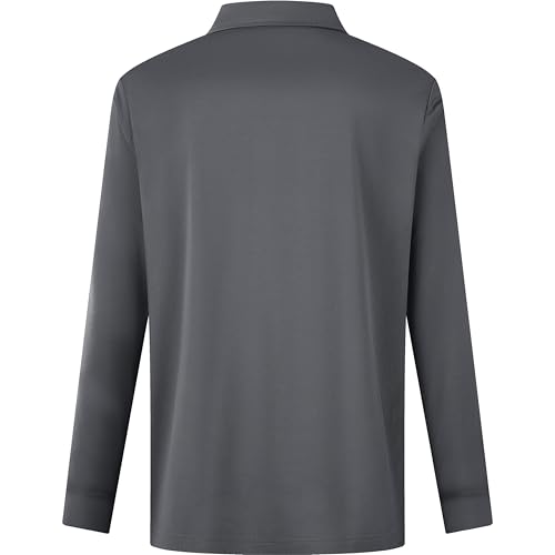 Image of Mens Golf Shirt Long Sleeve Moisture Wicking Dry Fit Performance Solid Pique Collared Golf Polo Shirts for Men