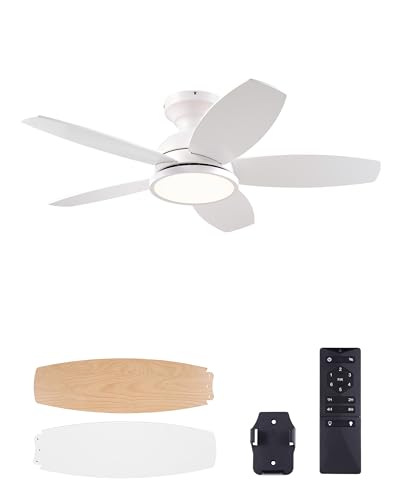 VONLUCE Ceiling Fans with Lights, 36 Inch Ceiling Fan and Remote, Full-spectrum LED Light, 3CCT, 6-Speeds Noiseless Reversible DC Motor, Modern Ceiling Fan for Bedroom Living Room Farmhouse, White