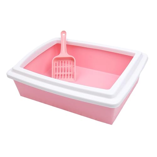 Generic Cat Litter Box, High Sided for All Kinds of Cat Litter, Splashproof Reusable Easy Clean Cats Litter Pan Kitten Toilet, Pink