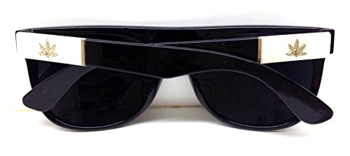 Black White Gold Weed Leaf Square Sunglasses4