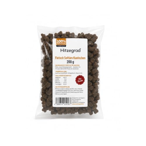 Hitzegrad Fleisch Softies Kaninchen | 3er Pack | 3 × 200 g | Ergänzungsfuttermittel für Hunde | Schmackhafte Belohnung