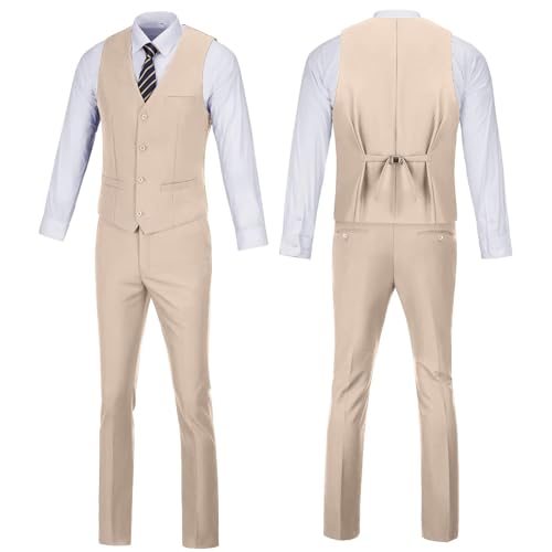 Men's Suits Mens Vest and Pants Set Slim Fit 2 Piece Suit Graduation Outfit Beach Wedding Dress Tuxedo Suits with Tie2
