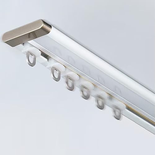 Ultra-Strong Aluminum Sliding Track System - Ceiling/Wall Mount, Clete Kit with Thickened Mute Strip for Sound & Noise Reduction, Gray, Ideal for Heavy Curtains