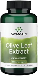 Swanson Olive Leaf Extract Capsules with 20% Oleuropein - Provides Immune Support, Promotes Cardiovascular System Health, and Supports Healthy Blood Pressure - (120 Capsules, 500mg Each)