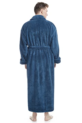 Arus Men's Shawl Collar Full Length Tall Long Fleece Robe, Turkish Bathrobe2