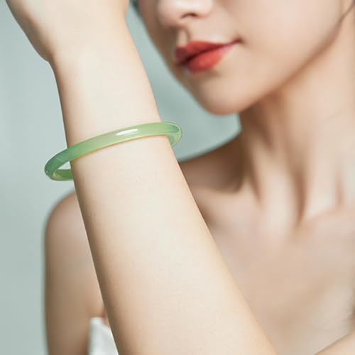 Bangle Bracelets for Women Blue Green White Chalcedony Round Bracelets Natural Gemstone Lucky Accessory Gift with Certificate Her Mom4