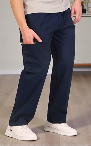 Image of RynoGear Oversized Cotton Cargo Pants for Men || Pant for Man || Wide Leg Cargo for Men || Brass Metal Zipper on Fly & Side Cargo Pockets