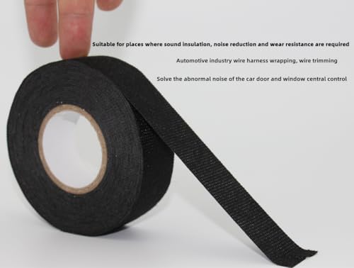 Image of Wire Harness Cloth Electrical Tape, Noise Damping Heat Proof Car Wrap Tape, Self-Adhesive Fabric Tape for Automotive Electrical Cable, Black (4, Width:19mm (4 Roll))