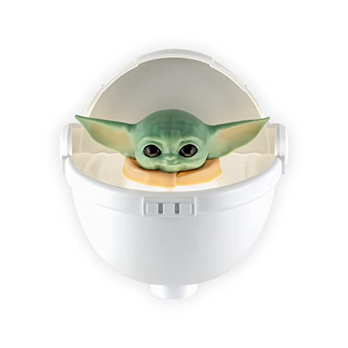 Image of STAR WARS LED Night Light, Baby Yoda Floating Carrier, Plug-in, Dusk-to-Dawn Sensor, The Mandalorian, Grogu, UL-Certified, Cute Nightlight for Kids, Bedroom, Bathroom, Hallway, Game Room, 53234