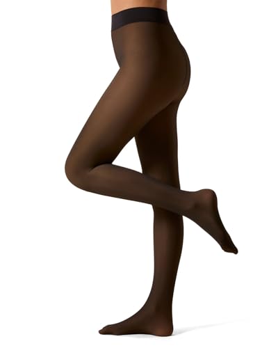 MeMoi Women's Sheer Illusion Fleece-Lined 80-Denier Thermal Tights