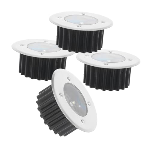 SOPOTUTU 4 piezas Luz Solar LED de Jardín con Sensor Foco de Acero Inoxidable Resistente para Exteriores Iluminación Enterrada para y Patio Energía Solar Fácil Instalación