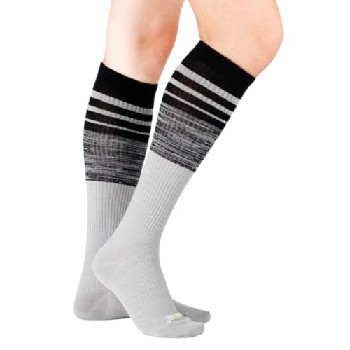 ja vie JAVIE 73% Merino Wool Stripe Sport Compression Socks Ultra Soft Knee High Seamless Toe for Women & Men (15-20mmHg)3