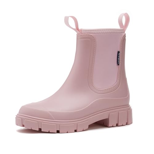 AONEGOLD Wasserdicht Gummistiefel Damen Anti-Rutsch Atmungsaktiv Boots Mode Regenstiefel Stiefeletten Gartenschuhe Gummistiefeletten