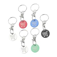 Yardwe 6 pièces Porte-clés Métal Inoxydable avec Jetons pour Caddie Supermarché Lot de Colorées Design Rond Pratique et Résistant pour Courses et Chariot