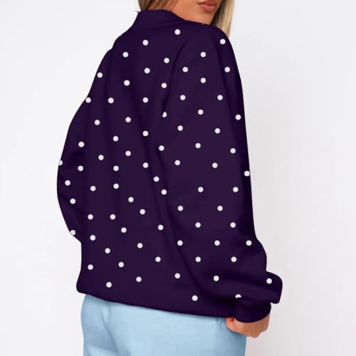 Oversized Crewneck Sweatshirt Women Cozy Fleece Long Sleeve Pullover Tops - image 4