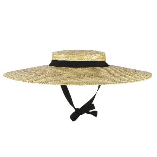 Chapeau de canotier en paille pour femme, chapeau de canotier en paille pour femme, été, plage,...