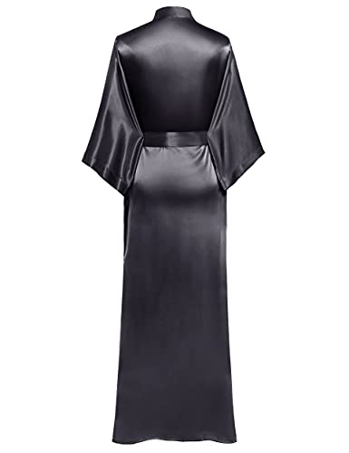 Image of PRODESIGN Satin Kimono Robe Women Long Silky Kimono Bathrobe Sleepwear Wedding Bridesmaid Robe