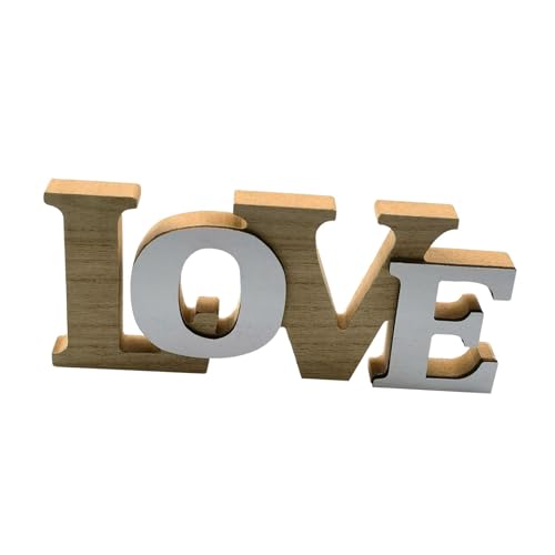 F Fityle Wooden Love Sign Block Letters - Free Standing Word Cutout for Desk, Table Top, Shelf, Home Wall, Office, Farmhouse and Wedding Decoration
