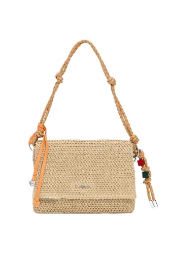 Desigual sac à épaule bandoulière Half Logo Raffia Venecia Bag Natural beige