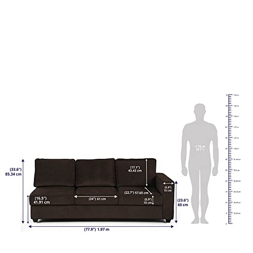 Image of Wakefit Sofa Set | 3 Year Warranty | Sofa 3 Seater, 3 Seater Sofa for Living Room, Wooden Sofa Set, 3 Seater + Right Aligned, Sofa for Living Room - Napper(Malphino : Dark Earth)