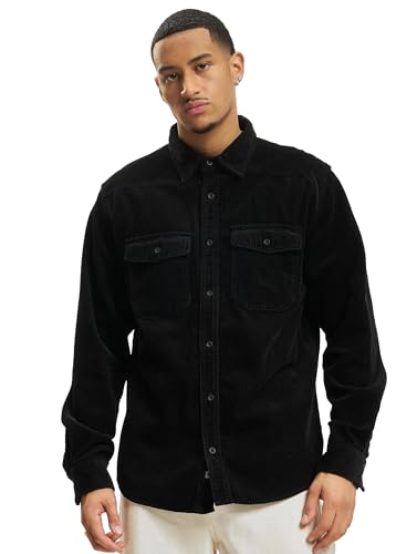 Chemise Corduroy Classic Brandit en velours noir authentique coupe droite haut de gamme