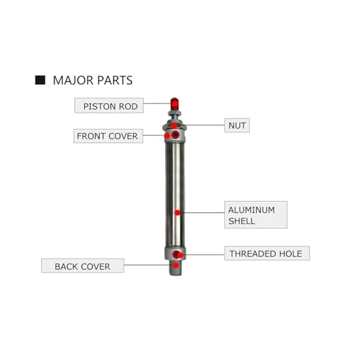 Cilindro neumático de aire mini MA16 con carrera de 450 mm en acero inoxidable 3