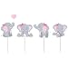 Finduat 48 Pieces Pink Elephant Cupcake Toppers for Girl Baby Shower Decorations Supplies, Baby Girl Birthday Party Supplies(Double Sided)