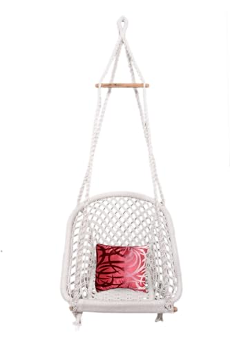 Halder Jute Handmade Indoor & Outdoor D Shape Hanging Swing Chair | Jhula with Cushion,...