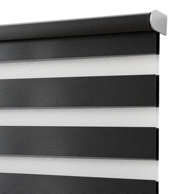 GoodHome Store Enrouleur Jour/Nuit sans perçage Keston Noir 55 x 180 cm