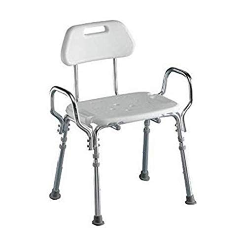 Homecraft - 48212 Heavy Duty Shower Stool, Bariatric Rated Shower Seat, Wide Frame Bath Seat for Larger users, Bath Stool with Back and Armrests, Height Adjustable Molded Plastic Seat