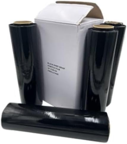 Generic Black Hand Palette Stretch Wrap | 4 Rolls - 18 inch x 1500 Feet Stretch - 80 Gauge - Heavy Duty Shrink Film | Extra Strong | 1 Carton-Pack of 4 Rolls