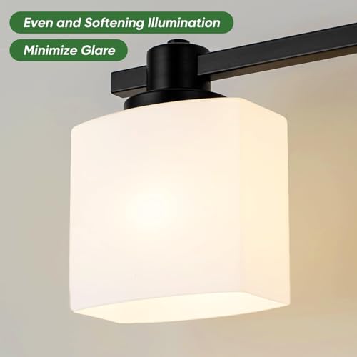 Image of 23 Inch Black Bathroom Light Fixtures over Mirror 3 Light Matte Black Vanity Light Milk Glass Makeup Shower Lamp Small Farmhouse Wall Sconce Modern Desk Vintage Rustic Bath above Sink Lighting