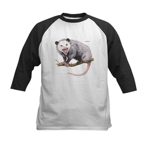 CafePress Opossum Possum Animal Kids Baseball Jersey Kids Cotton Baseball Jersey, 3/4 Raglan Sleeve Shirt Black/White
