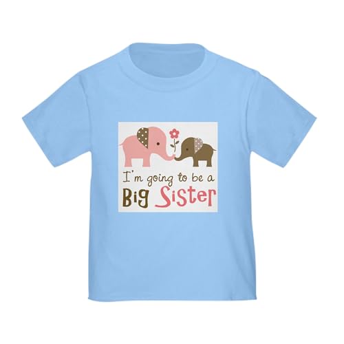 CafePress Big Sister to Be Mod Elephant Toddler T Shirt Toddler Graphic Tee, 100% Cotton Baby Blue