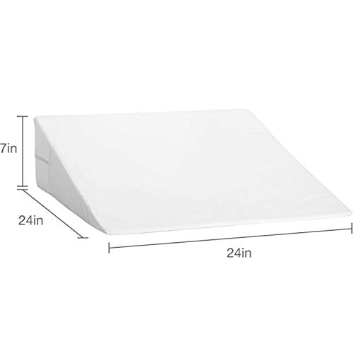 Image of DMI Bed Wedge Pillow and Triangle Wedge with Elevated Incline for Neck Pain, Headaches, Shoulders, Back Pain, Foot Support, Knee Pain or Restless Leg Syndrome, 24x24x7 inches, White (Pack of 1)