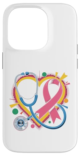 ピンク 聴診器 看護師 医療 乳がん啓発 女性 スマホケース iPhone 14 Pro 用