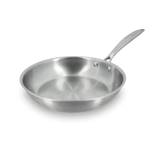MENASTYL - Poêle inox 18/10 Triply 24cm tous feux dont induction fabriquée en France - sans PFAS ni substances nocives - Compatible lave-vaisselle - Poignée rivetée - 6020486